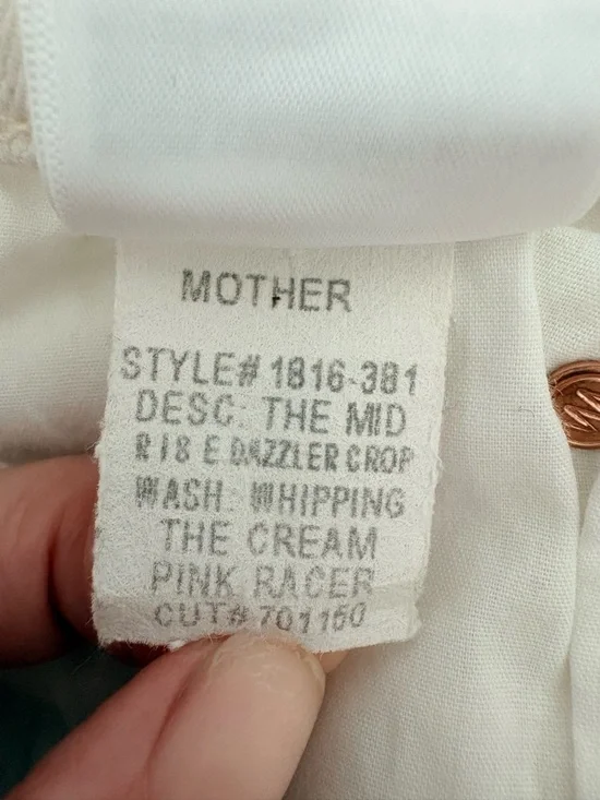 #319 MOTHER Retail $228 Mid Rise Dazzler Crop Sz 27 Whipping The Cream PinkRacer - Picture 14 of 15